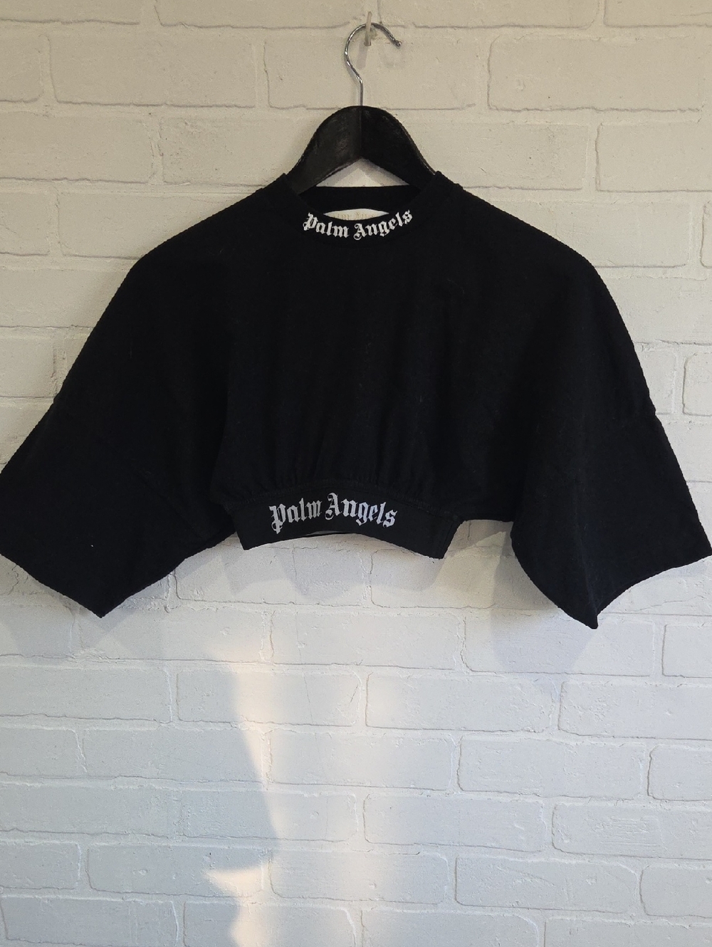Palm Angels Black Cropped Logo Sweatshirt
